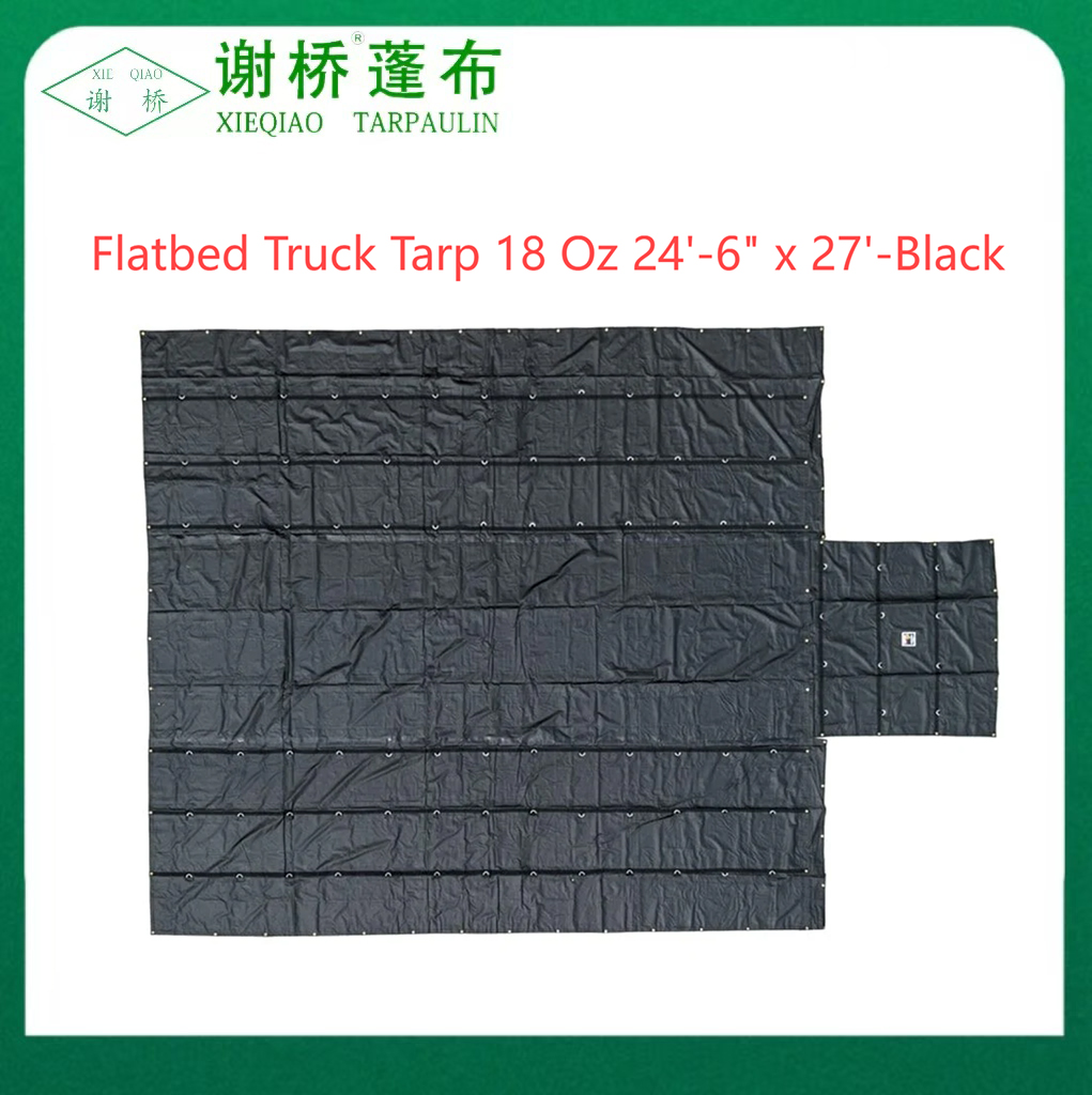 18oz 플랫 베드 트럭 타프 24 "-6" "x27"(8 "드롭)-블랙